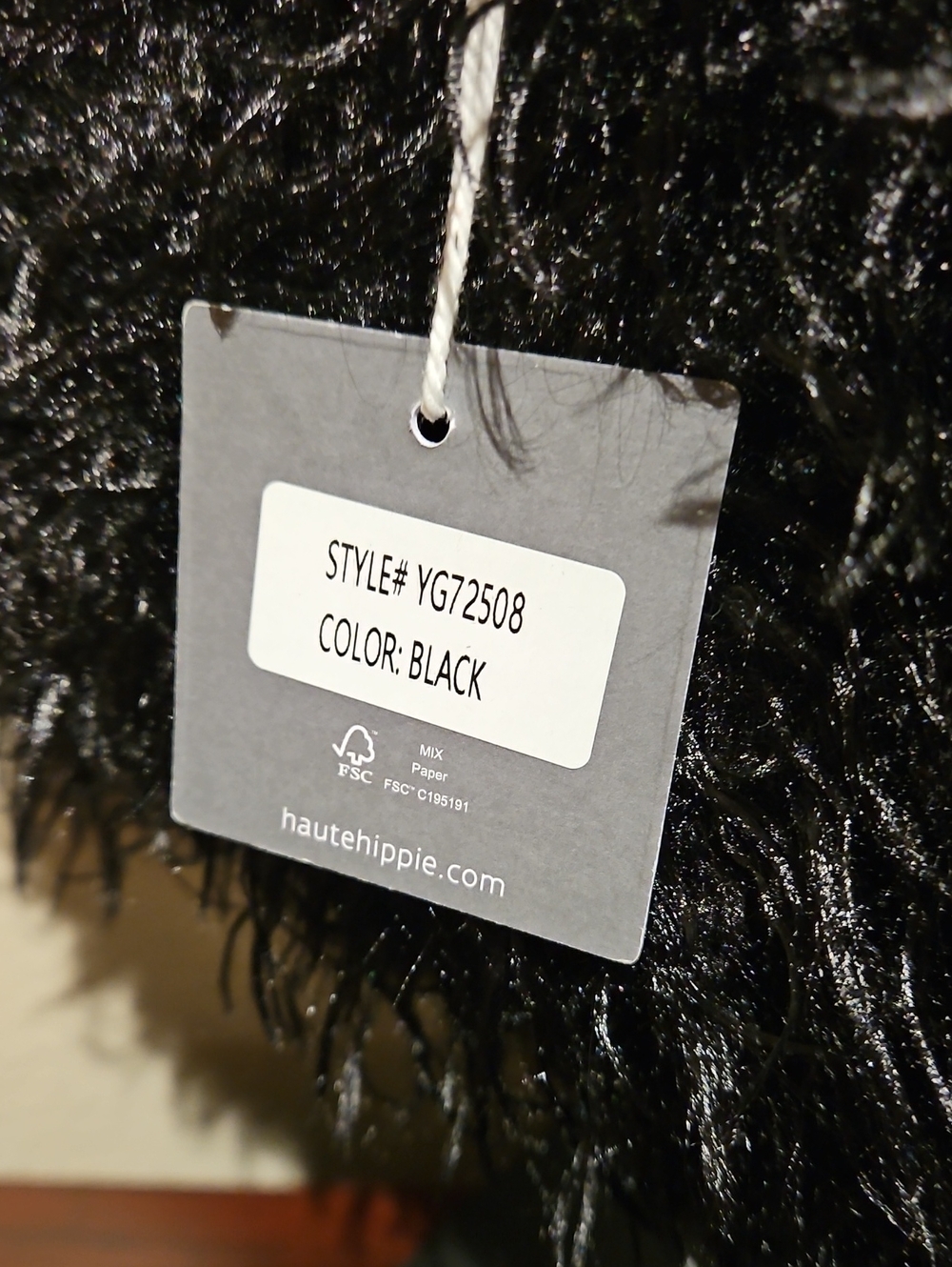 Haute Hippie - Black Faux Fur Clutch Purse With Gold Chain - Picture 5 of 5